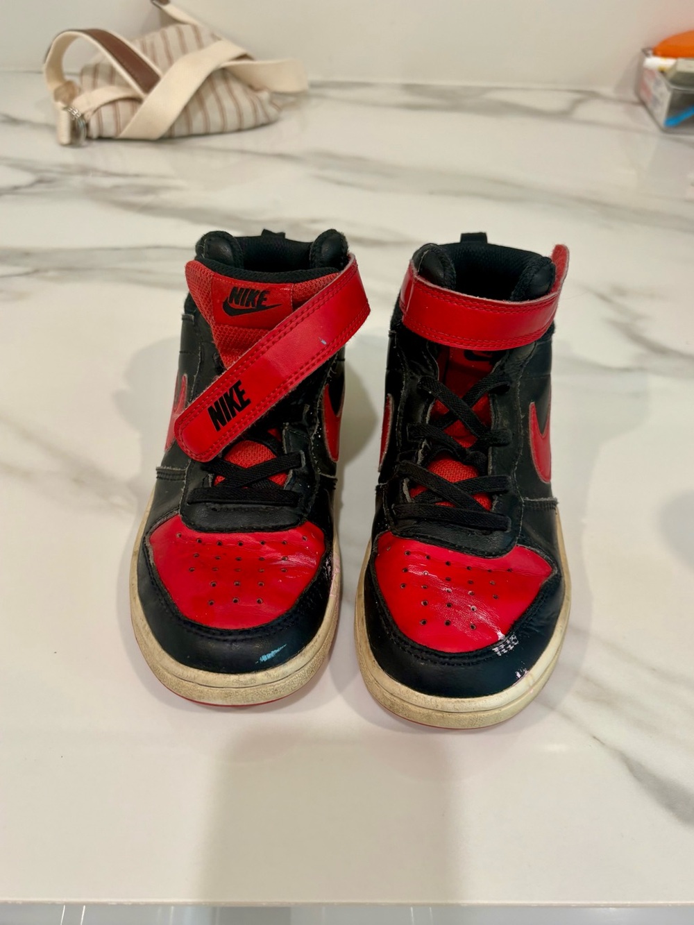 Nike Kids Black and Red Court Borough Sneakers